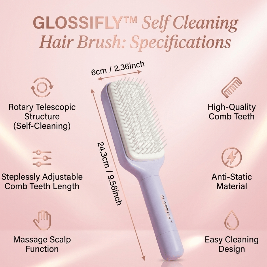 GLOSSIFLY™ Self Cleaning Hair Brush - Your Beauty, Your Confidence - by GlossiFly