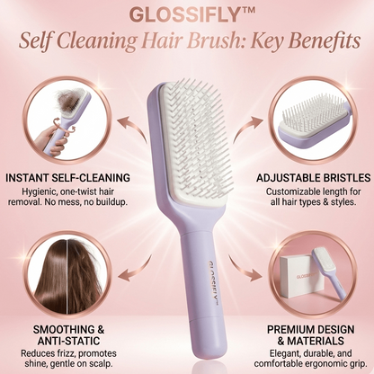 GLOSSIFLY™ Self Cleaning Hair Brush - Your Beauty, Your Confidence - by GlossiFly