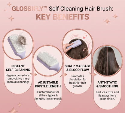 GLOSSIFLY™ Self Cleaning Hair Brush - Your Beauty, Your Confidence - by GlossiFly